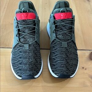 Adidas Black and Olive Sneakers with Red Detail